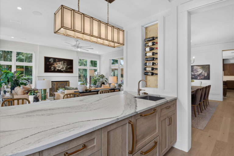 living through home addition, after picture of kitchen and livng room