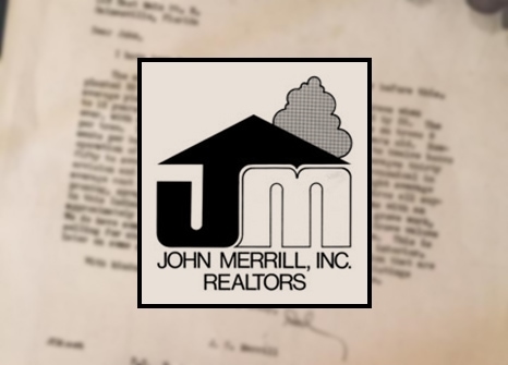 Stylized logo of John Merrill, Inc. Realtors featuring a house outline, a tree, and bold initials "J" and "M".